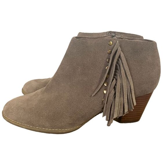 Vionic Faros Fringed Bootie Womens 9.5M Greige Suede Studded Boots - Picture 5 of 11